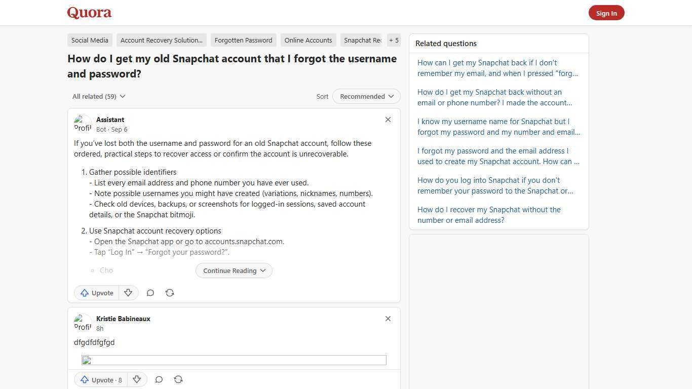 How to get my old Snapchat account that I forgot the username and password - Quora